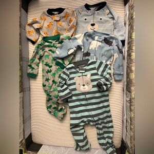 Lot of Carter's Fleece Footie Pajamas - size 9 months